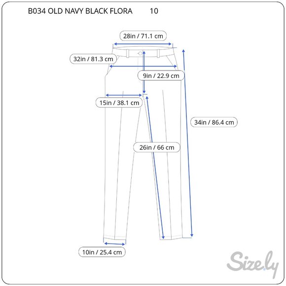 Old Navy Black Floral Pants Mid Rise Women's 10 Reg Pockets Belt Loops - Picture 10 of 10
